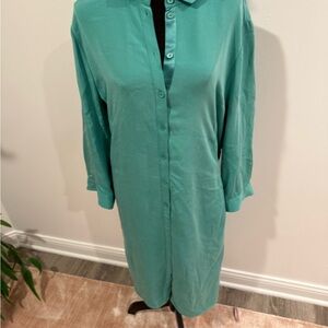 Lafayette 148 💯% Silk Teal Shirt Dress (plus size)